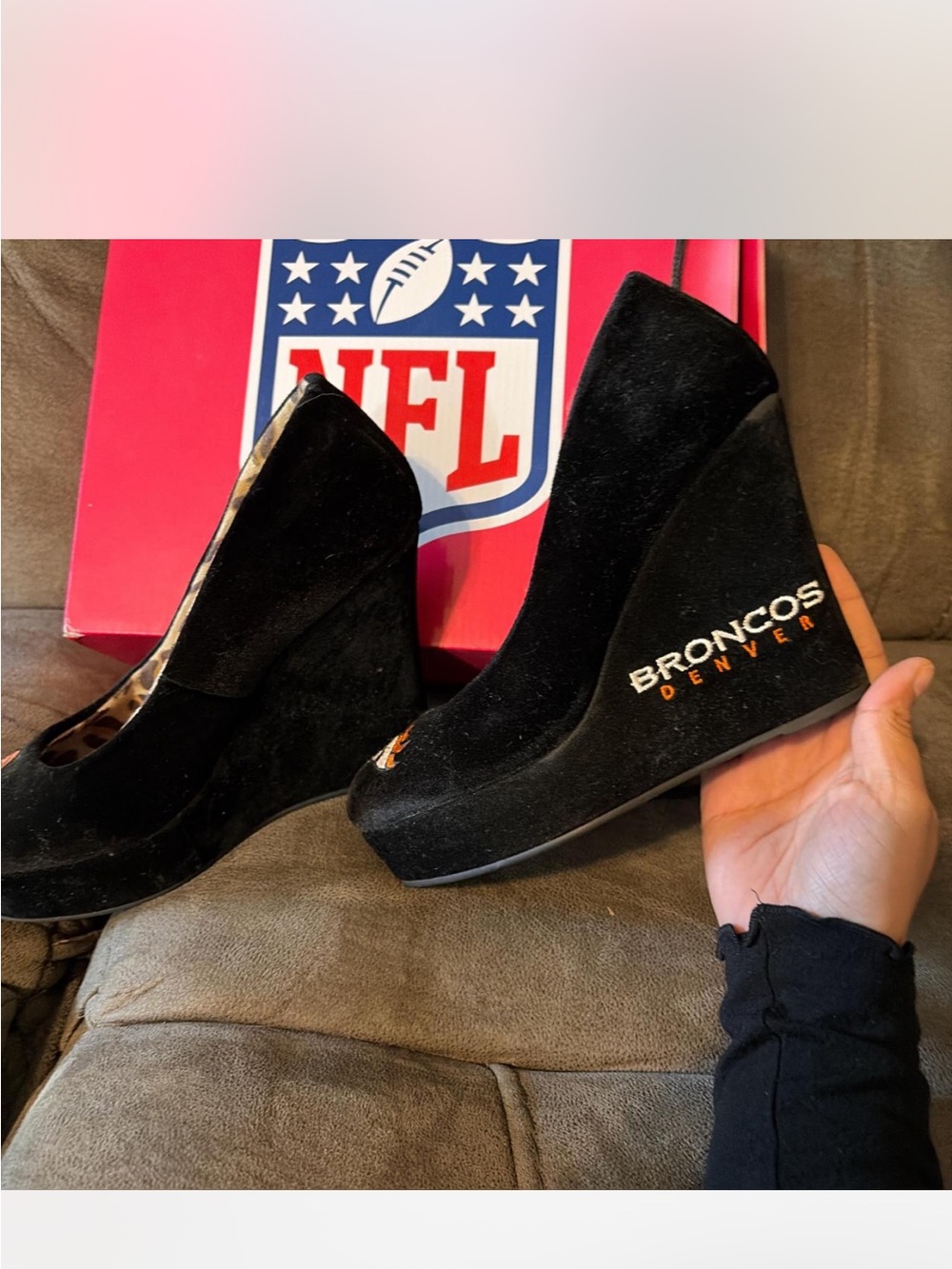 Black Women's Heels with Denver Broncos Logo - Picture 3 of 3